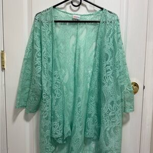 LuLaRoe Mint Green Lace Kimono
